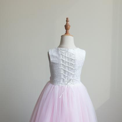 Pink Flower Girl Dress with Belt A ..