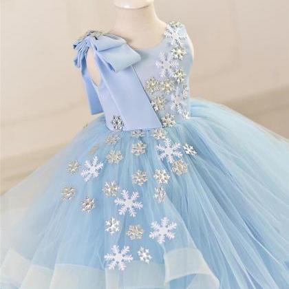 Ball Gown Princess Blue Snow Drops ..