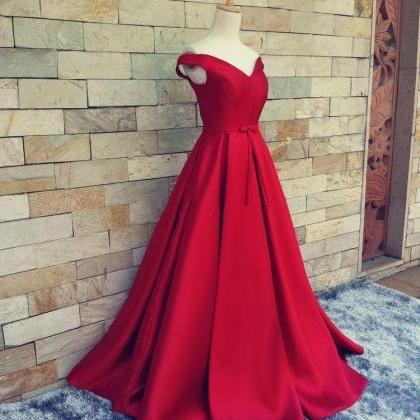 Off The Shoulder Long Dark Red Prom..