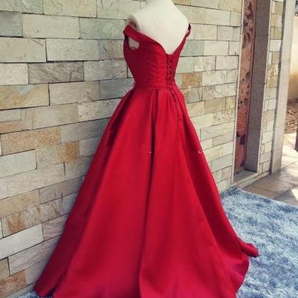 Off The Shoulder Long Dark Red Prom..
