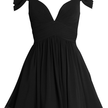 Black Cold V-neck Chiffon Dress