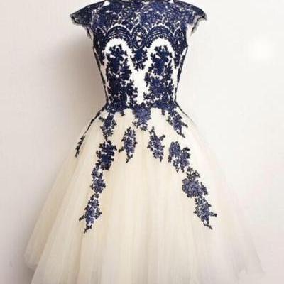 Navy Blue Homecoming Dresses, Ivory Tulle Homecoming Dress, Short Cap Sleeve Homecoming Dress 2017, Junior Party Dresses For Homecoming , A Line Homecoming Dresses, Appliques Prom Dress Short Gowns,Plus Size Lace Homecoming Dress, Sexy Short Cocktail Dress, Cheap Lace Club Dress, New 2017 Short Runway Dresses, 2017Junior Party Dress Gowns