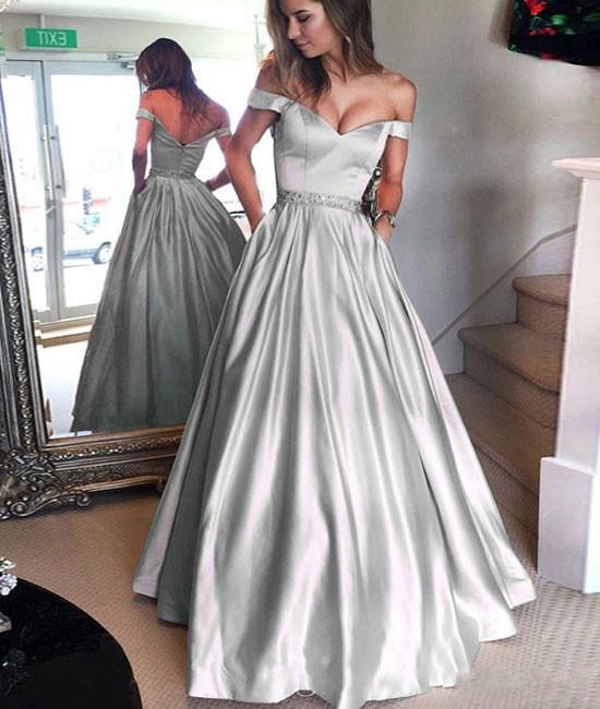 silver prom dress with sleeves