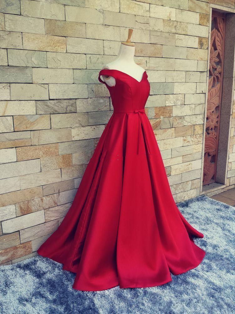 Off The Shoulder Long Dark Red Prom Dress Sexy V Neck Cap Sleeve Formal Evening Dress Custom Made