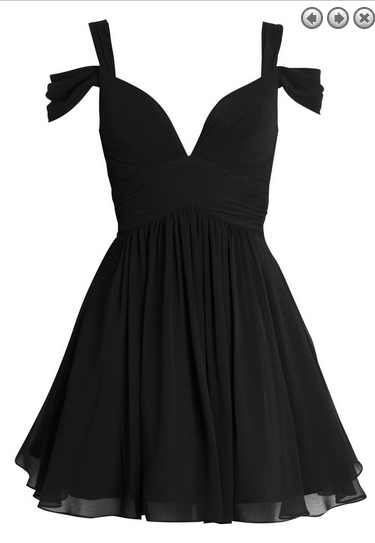 Black Cold V-neck Chiffon Dress