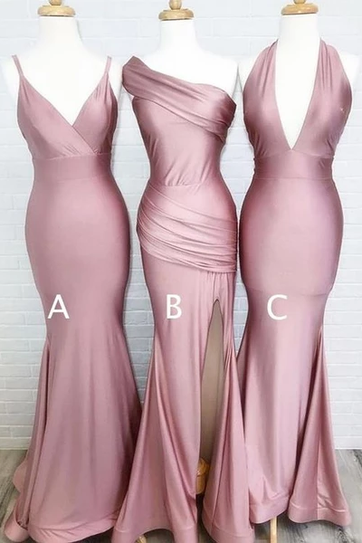 Plus Size Pink Bridesmaid Dresses Long Wedding Party Dress Sexy Mermaid Prom Dress Custom Made