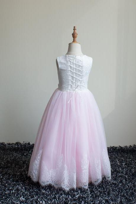 Pink Flower Girl Dress with Belt A Line 2021 A Line Long Wedding Party Dress for Kids Toddlers