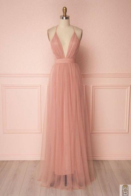 Long Pink Bridesmaid Dress for Wedding Party Lady Floor Length Sexy Backless Plus Size Maid Of Honor Gowns