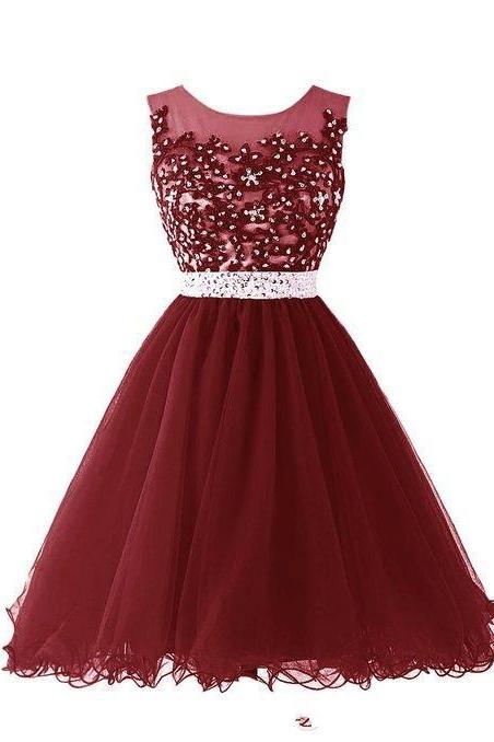 Short A-line Prom Dress with Crystal Beaded Embellishment
