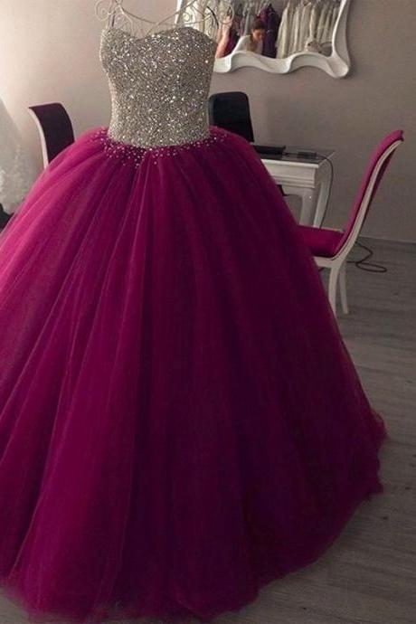 Elegant Purple Quinceanera Dresses For 15 Year Ball Gown Cheap Crystal Puffy Birthday Party Dress For Debutante Gowns