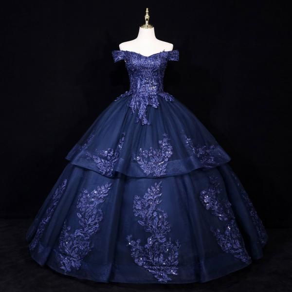 Off The Shoulder New Navy Blue Quinceanera Dress For 15 Year Ball Gown ...