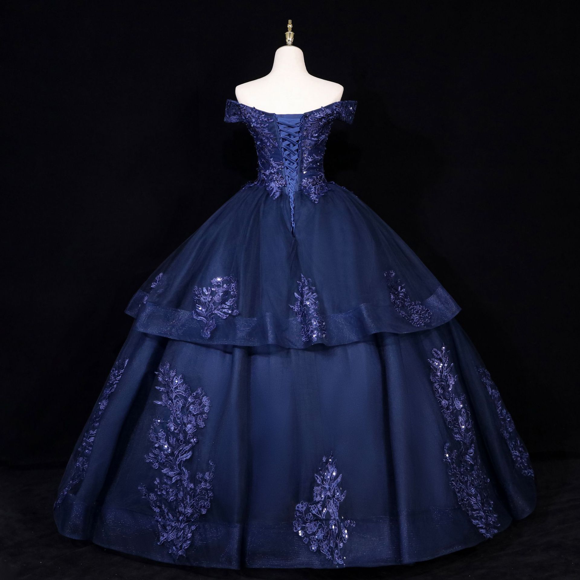 Off The Shoulder New Navy Blue Quinceanera Dress For 15 Year Ball Gown ...