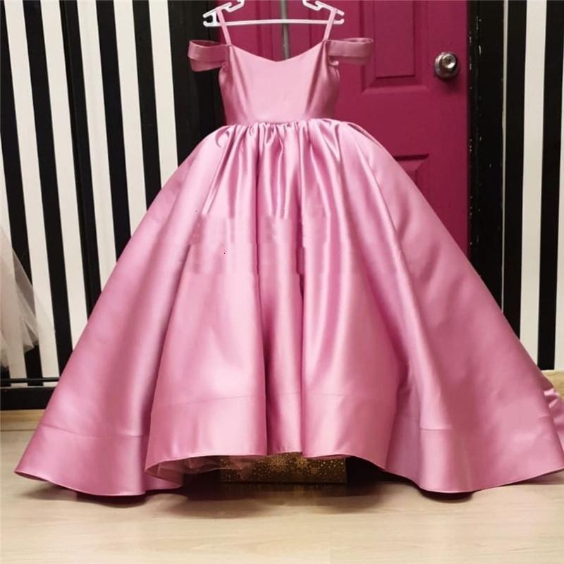 Princess Pink Satin Flower Girls Dress For Weddings Toddlers Infants ...