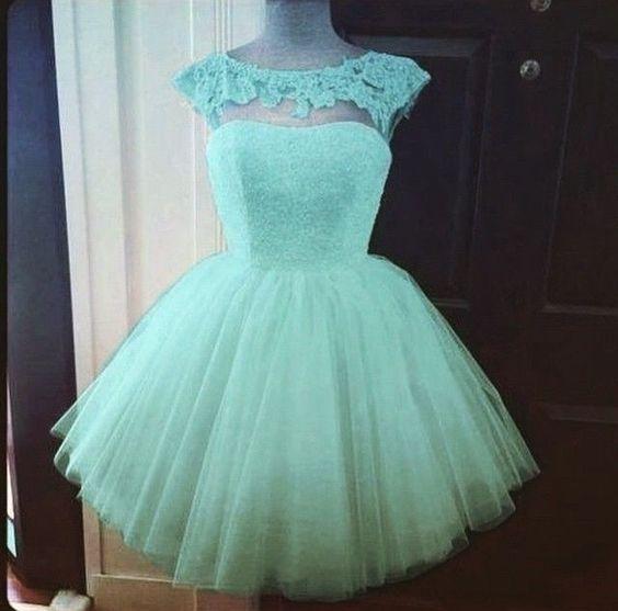 2016 Sweet Mint Green Homecoming Dress, Cheap Homecoming Dress With Cap